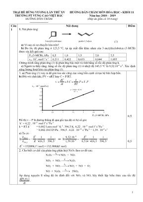 Đáp án đề thi đề xuất trại hè Hùng Vương lần thứ XV môn Hóa học Lớp 11 - Năm học 2018-2019 - Trường PT vùng cao Việt Bắc